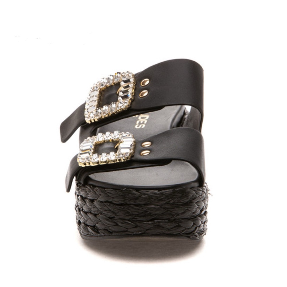 NWT J/SLIDES J/SLIDES QUINLEY Black Leather Sandal - Picture 4 of 16
